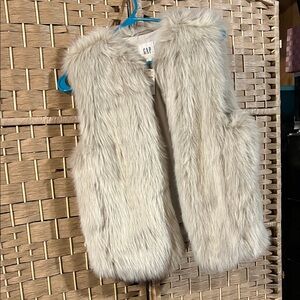 GAP Light Gray Faux Fur Vest